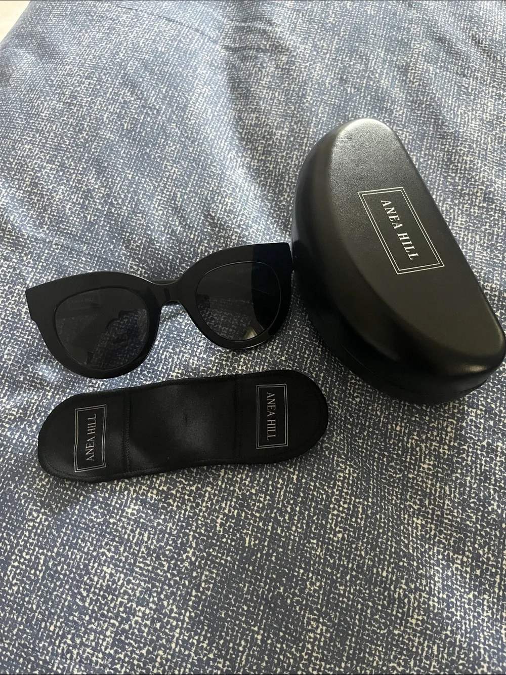 ANEA HILL The One+ Black Sunglasses 50-27-145 Made in Japan w/ Case & Cloth